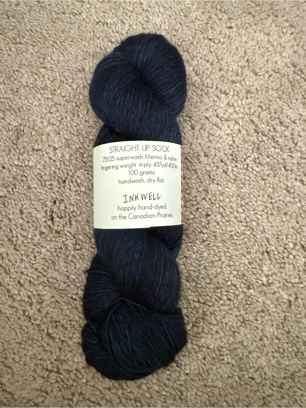 Straight Up Sock Fingering Yarn - Inkwell (Deep Navy)